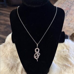 Hematite plating CZ  Snake Pendant Necklace - Sparkling piece for any wardrobe